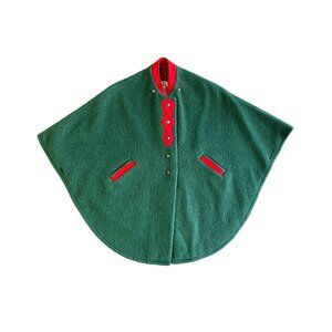 Vintage Salzburg Dirndl Wool Cape W/ Red Trim & Silver Buttons Girls Sz 7